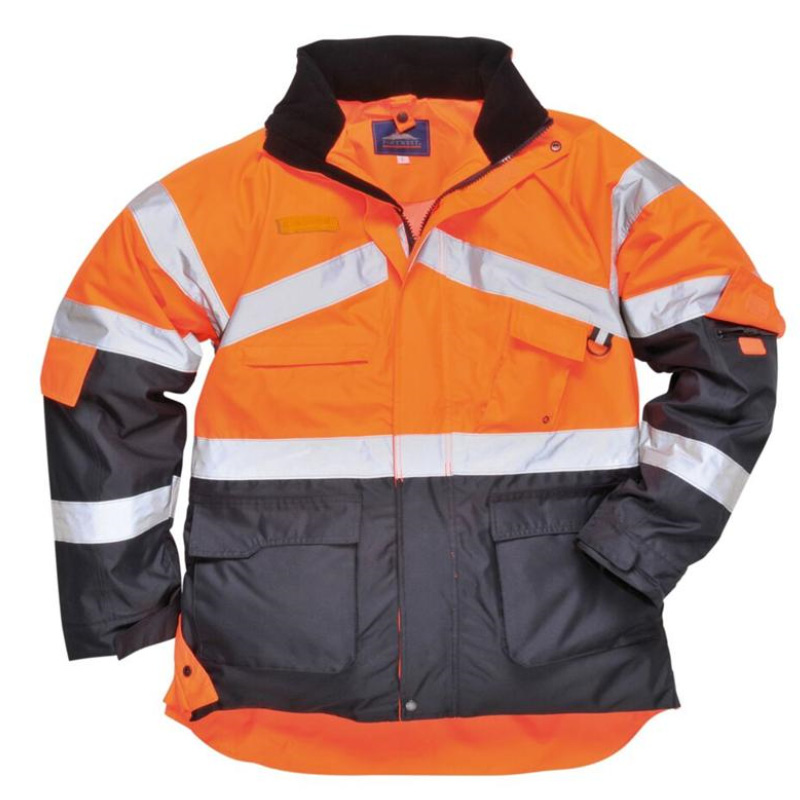 L Orange/Navy WorkGlow® Hi-Vis 2-tone Bodywarmer/Jacket Reversible with detachable sleeves - Portwest S769